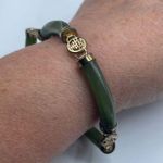 Vintage Chinese character jade bracelet Green Photo 6