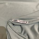 ZARA  Bodysuit Womens Medium‎ Mint Green One Shoulder Ruched Sleeveless Top Tank Photo 2