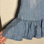 Elan  Denim Ruffled Mini Dress Tencel Sleeveless Pockets Casual Vacation Chambray Photo 5