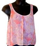 I Love H81 Women's Sleeveless Floral Blouse - Size Large Flowy Sheer Top Photo 6
