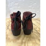 Fly London  Yebi Suede Bootie Burgundy EU 38 US 7 - 7.5 Tie-Back Wedge Ankle Boot Photo 4