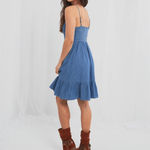 Japana‎ Women's Size XS Denim Ruffle Babydoll Mini Dress Blue Photo 1