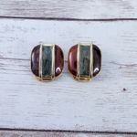 Vintage Clip On Earrings Brown & Green Tones Stylish Photo 1