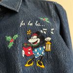 Disney Vintage  Mickey Minnie Christmas Denim Shirt Medium Tis the Season Photo 6