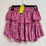 Love Shack Fancy cherry wine ditzy floral tiered mini skirt size small Photo 0