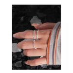 Boutique NEW Dainty Diamond Cut White Gold Plated‎ Silver Bendy Ring, Size 5 Photo 7