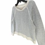 Faherty Whitewater Textured Sweatshirt Womens L Blue Herringbone Organic Comfort Photo 2