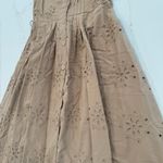 Boden Sleeveless Eyelet Button Front Cottagecore Midi Dress Womens 2R Tan Preppy Size 2 Photo 3