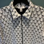 Rafael Sport Women Black White Zip Collared Textured Long Sleeve CareerJacket XL Photo 1