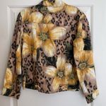 Chico's Chico’s Linen Fall Animal Print Floral Denim Style Jacket Brown Gold 0 (US XS) Photo 4