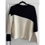 SheIn  Black Cream Colorblock Ribbed Knit Sweater Long Sleeve Mock Neck Size S Photo 1