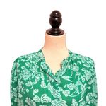 Ro’s Ros Garden Green Floral Oversized Button Up Cotton Billowy Boho Top Small Photo 1