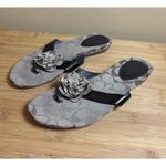 Coach Women's Signature  Slip‎ On Sandals 7B Brown Patent Leather Strap- Flower Photo 1