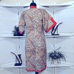 Vintage 70s Kimono Style Floral Print Dress Size Small Red Photo 1