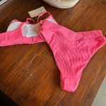 Halara Bright Pink Bikini Ribbed Crossover Bikini Swimsuit M/L New Photo 10