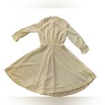 Vintage 70s Yellow Hippie Boho Western Floral Lace Long Sleeve Flowy Midi Dress Size L Photo 4