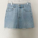 Boyish The Corey Denim Mini Skirt Raw Hem Sunrise Size 26 Photo 3