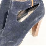 Loft Size 9 Salma Blue Leather Suede Open Ankle Block Heel Ankle Booties Photo 5
