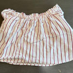 Bershka  Striped Mini Skirt White Red Viscose Size Small‎ Summer Casual Photo 0