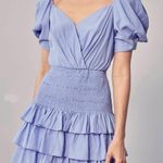 DO+BE  Puff sleeve and smocked waist dress💜🤍 NWT size medium  Photo 0