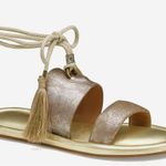 Johnston & Murphy  Zoey Ankle Wrap Sandals Taupe Metallic Kid Suede Size 9 Boho Photo 0