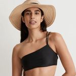Madewell NWT Double-Strap One-Shoulder Bikini Top True Black Photo 0