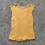 Free People We the Free () dark yellow ribbed knit cap sleeve top size L Photo 1