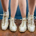 Zodiac Vintage 80s Silver Gold Metallic Leather High Top Sneakers Photo 4