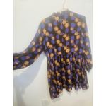 Hofmann Copenhagen Black Purple Printed 100% Silk Long Sleeve Mini Dress Size S Photo 3