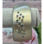 None Vintage Asymmetrical Gold Brown Chunky Wide Lucite Bangle Bracelet Rhinestones Photo 7