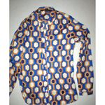 The Limited Womens New  Blouse Work Play Blue Orange Cream Geometric Purple S Top Photo 5