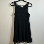 Free People  Black Lace Floral Goth Sheer Netting Unlined Mini Dress Size Medium Photo 2