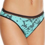 Nanette Lepore 🆕  jacquard floral turquoise blue black trim bikini bottoms Photo 0