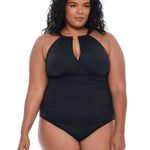 Ralph Lauren Lauren  Beach Club Solids High Neck One Piece Swimsuit Black 22W Photo 0