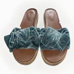 ZARA  Velvet‎ Bow Sandals Slides Espadrilles 39 Blue Teal  Open Toe Boho Classic Photo 1