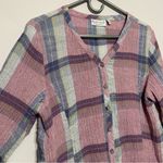 Habitat Size S Pink Plaid 3/4 Sleeve Linen Button Up Top Photo 1