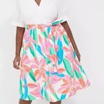 Lane Bryant  White Pink Green Tropical Floral Print Plus Size Skirt Photo 0