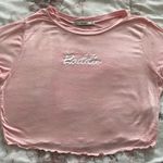 Papaya “Baddie” lettuce edge pink graphic crop top size L Barbiecore boho skater Photo 10