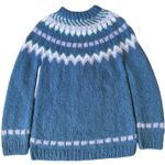 American Vintage Vintage Handknit Fair Isle Wool Sweater Blue Lavender Cream Nordic Yoke medium Photo 1