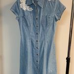 Capezio Vintage 80’s  Denim Button Down Dress with Lace Size S Photo 0