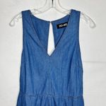 DO+BE  Lightweight Chambray Blue Denim Romper Open Back Pockets Sleeveless Size M Photo 1