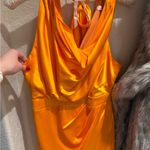 Vibrant Orange Draped Mini Dress Size M Photo 2