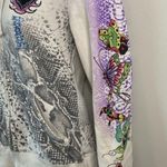 Ed Hardy Don  Christian Audigier White Butterfly Hoodie Sweater Size Small Y2K Photo 5