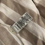 Neiman Marcus  Cream Tan White Striped Button Up Down Shirt Mini Summer Dress Front Pockets-Size 8 #Minimalist #Designer #Luxury #Chic Measurement in pics Photo 4