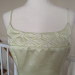 Betsy and Adam Vintage Y2K Prom Dress Chartreuse Delicate Floral Corset Fairy Regency Hoco Photo 2
