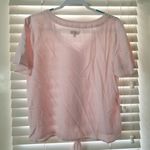 SO  large pink button down tie bottom Blouse Photo 1