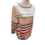 Pendleton Long Sleeve Striped Red White & Blue Scoop Neck Silk Blend Vintage Swe Photo 5