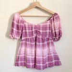 Anthropologie En Elly  Pink Plaid Sweetheart Smock Peplum XS Photo 1