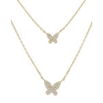 The M Jewelers NY Double Pave Butterfly Necklace in Gold New Womens Crystal Jewl Photo 0