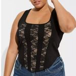 Torrid Ponte Square Neck Lace Corset Top Size 0 Large 12 Black BNWT Photo 1